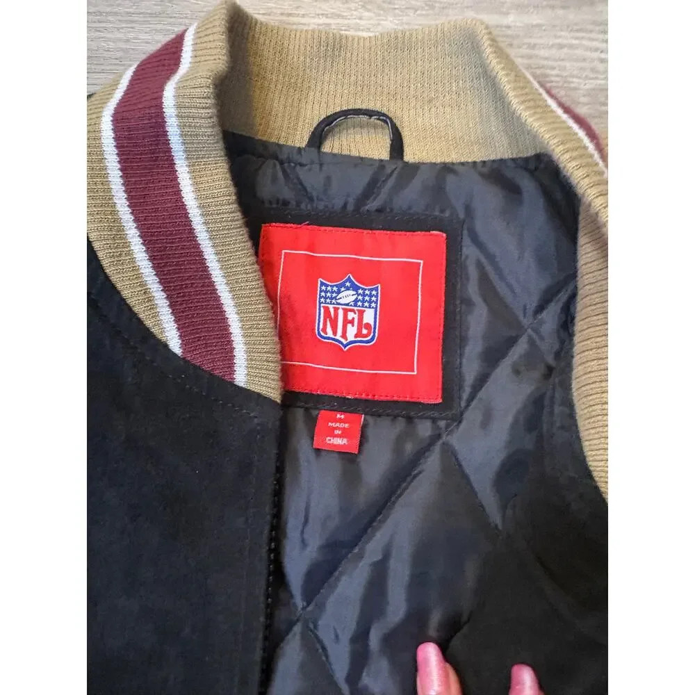 Vintage‎ Suede Leather 49ers Bomber Jacket G-III Medium NFL Letterman Varsity